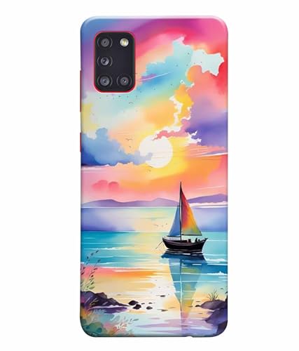 Image of Printed Hard Back Case Cover & Compatible for Samsung Galaxy A31 | Vector Ship Nature Art (Multicolor) - D1209