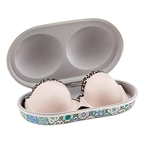 Bra Case Premium Lingerie Travel Bag Zip Underwear Organizer Bag for A-C Cup (Green Plaid)2