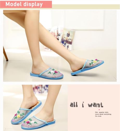 Chinese Slippers for Women, Chinese Slippers, New Floral Chinese Mesh Bamboo Flats Slippers for Women4