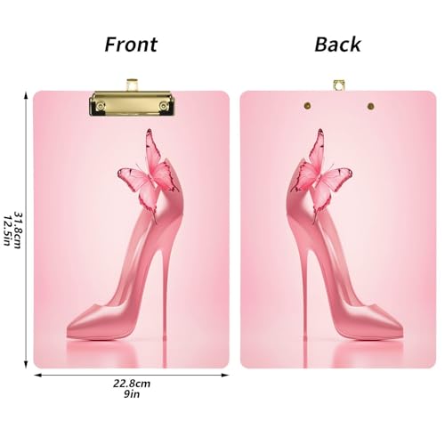 Porte-bloc rose papillon planche à clip transparente A4 pour bureau et école