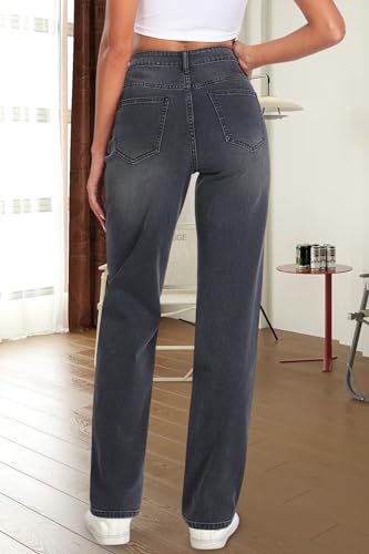 ONESO Straight Leg Jeans for Women High Waist Stretchy Women's Boyfriend Jeans Relaxed Fit Denim Pants2