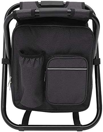 Folding Camping Chair Stool Oxford Fabric Waterproof Folding Camping Chair Fishing Tackle Seat Table Bag Compact Lightweight Bag for Outdoor Fishing Travel Hiking Beach ravelling Subway (Black)