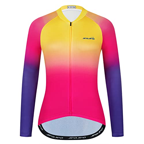 Cycling Jersey Long Sleeve Women Bike Top Cycle Shirt Road Bicycle Clothing MTB Mountain Racing Lady Autumn Spring Orange M