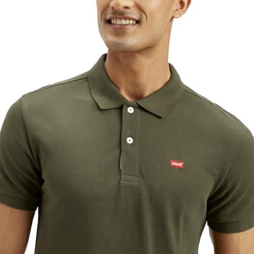 Image of Levi's Men's Solid Slim Fit Polo T-Shirt Olive