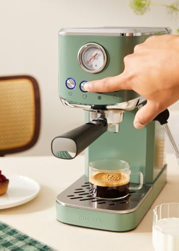 CREATE / THERA CLASSIC COMPACT/Cafetera express verde sage / 20 bares, semiatuomática, función café frío, brazo doble salida, depósito 1,2L, café molido y monodosis ESE 55mm, con vaporizador, 1350W - imagen 7