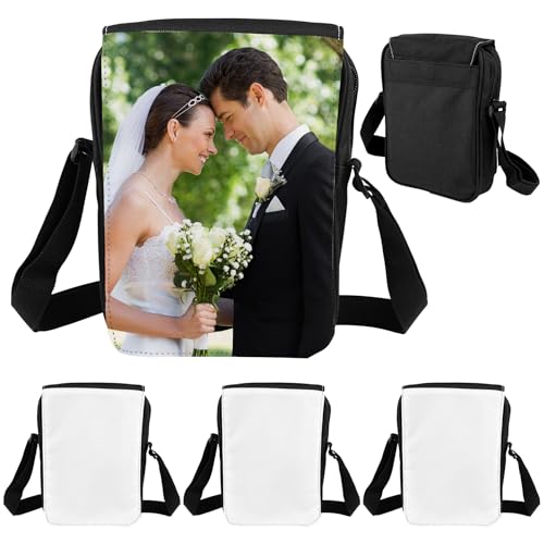 Framendino, 4 Pack Sublimation Bags Shoulder Bag Cross Body Blank DIY Sport for Birthday Gifts Travel Supplies