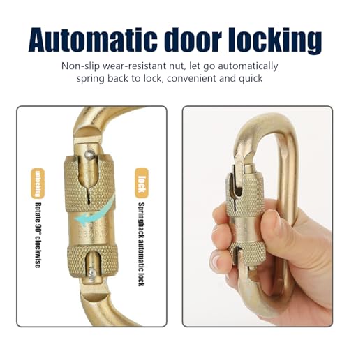 Mosquetón de escalada 45 KN clips de bloqueo automático de acero Jorzer 6