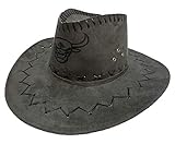 Fantastische und originelle Cowboyhut, ein Muss für Kostümpartys. Verleihen Sie Ihrem Kostüm die perfekte Dekoration mit diesem fantastischen Cowboyhut aus Wildleder.