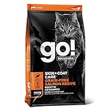 Go! Solutions Skin + Coat Care Salmon Grain-Free Dry Cat Food, Chicken-Free, Healthy Kibble with Omega-3s & 6s for Soft, Shiny Fur, for Kittens, Adults, & Seniors, 3 lb Bag