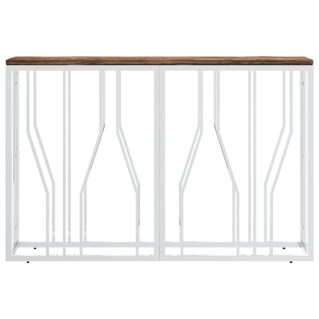 Stolik konsolowy z litego drewna i stali nierdzewnej, 110 x 30 x 70 cm, uniwersalny stół wejściowy, stabilny stolik pomocniczy do salonu, wnętrz, trwały mebel