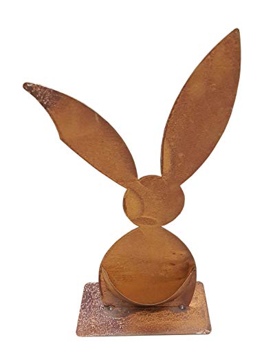 Grand lapin 60 cm métal rouille pour une décoration extérieure durable - 3