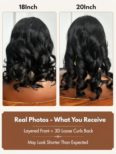 Image of Sunber Loose Body Wave Human Hair Wig 14 Inch Glueless 13x4 HD Lace Front Wig Pre Cut Pre Plucked Bleached Knots with Drawstring Cap, Ready to Wear Bye Bye Knots Loose Wave Wig
