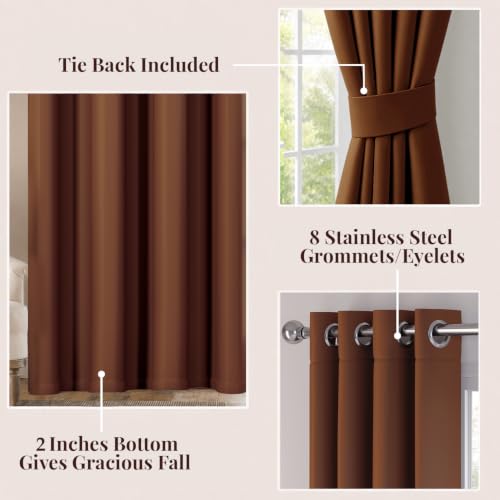Image of HOKIPO Midnight True Blackout Curtains 7 Feet Long 1 Panel, Brown