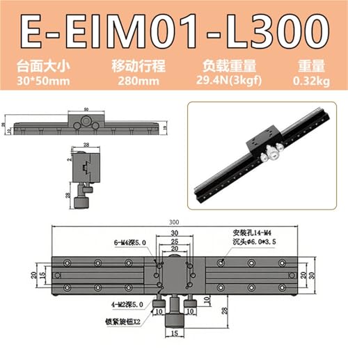 Mesa de desplazamiento manual con eje deslizador E-EIM01-L300 preciso 2