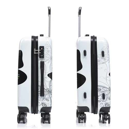 Image of InUSA Butterfly Print 20-Inch Carry-On Hardside Spinner Luggage Travel
