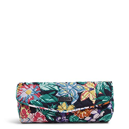 Vera Bradley Women's Signature Cotton on Roll Brush & Pencil Case Makeup Bag, Happy Blooms, One Size US
