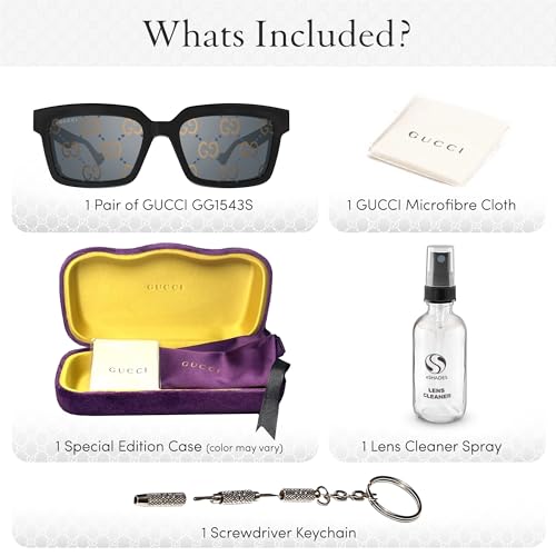 Gucci GG1543S Squared Shape Sunglasses With Clip On - Eyewear with Luxury eSHADES Kit - Embrace Sophistication and Elegance3