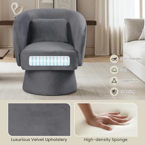 Sillón giratorio tapizado en peluche Gris miniatura 7