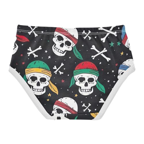 Pirate Skull Girls Briefs, Toddler Panties, Cotton Underwear Girls, 2–8 Years2