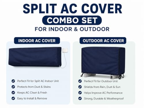 Image of Navy Blue All-Season Window AC Cover - Fits 1 Ton & 1.5 Ton Units - Waterproof & Dustproof with Durable Fabric - Compatible with All Leading Brands for Year-Round Use