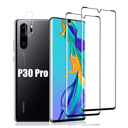 Mriaiz [2+1 Pièces] Verre Trempé Compatible avec Huawei P30 Pro, Caméra Arrière Protecteur pour Huawei P30 Pro, Full Coverage, Sans Bulles, Film Protection Ecran pour Huawei P30 Pro