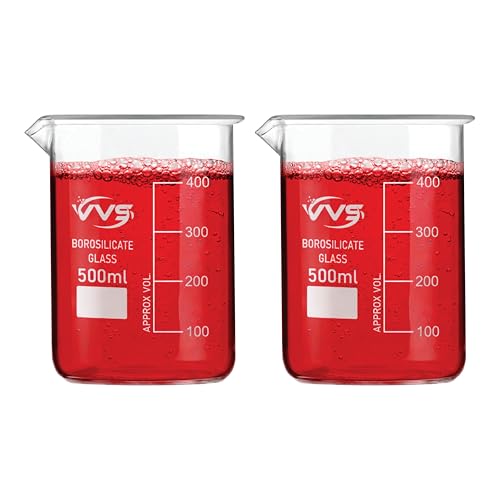 Image of VVS Borosilicate Glass Beaker 500ml pack of 2 of For School College, Lab Laboratry and professional use