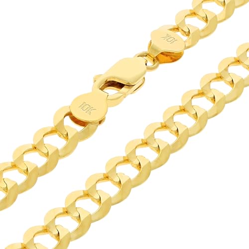 Nuragold NG10YCBS180-7 10K Yellow Gold 7Mm Solid Cuban Curb Link Chain Bracelet thumb #5