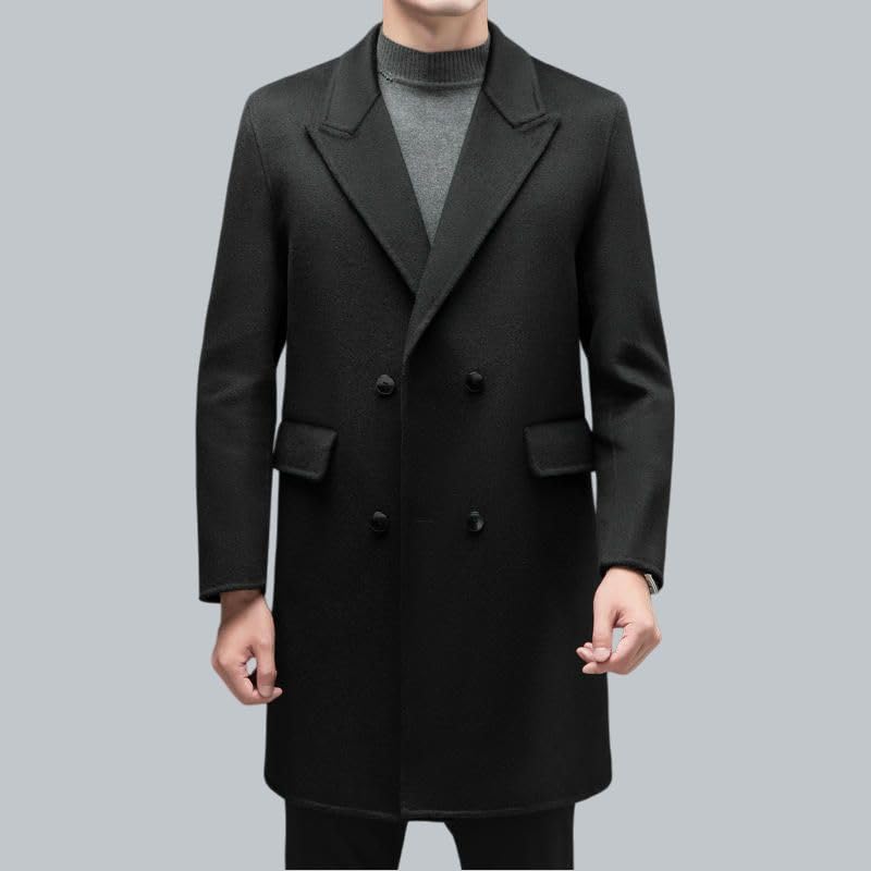 Manteau long homme laine automne hiver coupe croisée élégante
