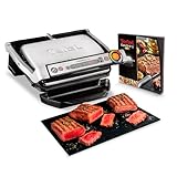 Tefal GC712D12 Fry top da cucina, 7 modalità di cottura, Indicatore di avanzamento, Sensore di spessore, Teglie estraibili ed estraibili, 2000 W, Alluminio, Nero, Area grill standard (33 x 20 cm)