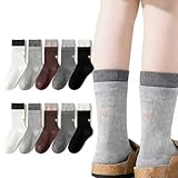 Zzxlw Mädchen Socken 10 Paar Frilly Doppel Manschette Design Kinder Muster Lustige Wandern elastische niedliche Mode Sports tägliche Socken 6-8 Jahre L