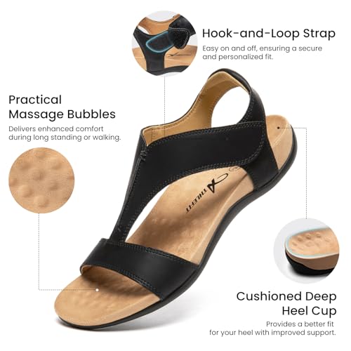 Image of Athlefit Orthopedic Sandals for Women Comfortable Beach Orthotic Sandals with Arch Support
