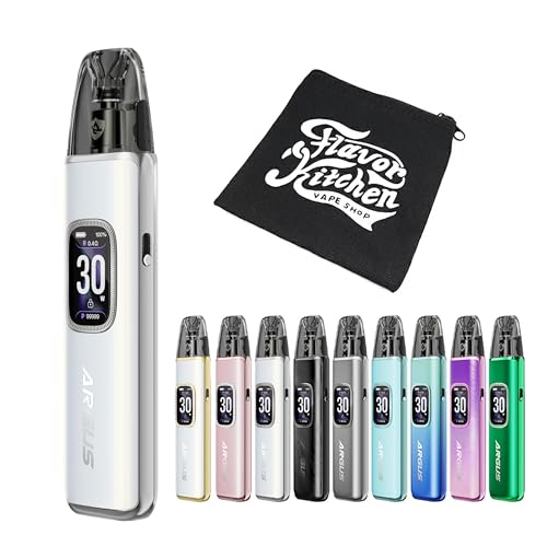 【V2カートリッジ搭載】VOOPOO ARGUS G3 Pod Kit ブープー アーガス ジー3|電子タバコ VAPE 本体 スターターキット 1500mAh 3ml FlavorKitchenオリジナルポーチ同梱 (Pearl White)