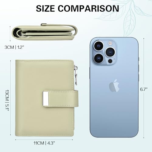 Image of Small Wallet Women RFID Blocking Soft Leather Card Holder Compact Ladies Wallet with Zipper Coin Pocket ID Window