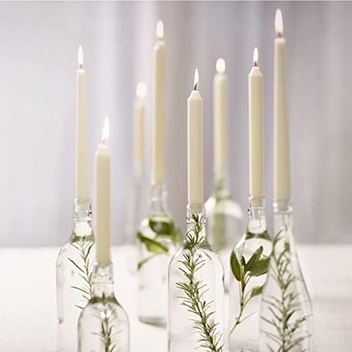 1Above 10 Pack Tapered Dinner Candles | Unscented - Slow Burning Candles | Multi-Purpose | Smokeless Candles (Ivory)