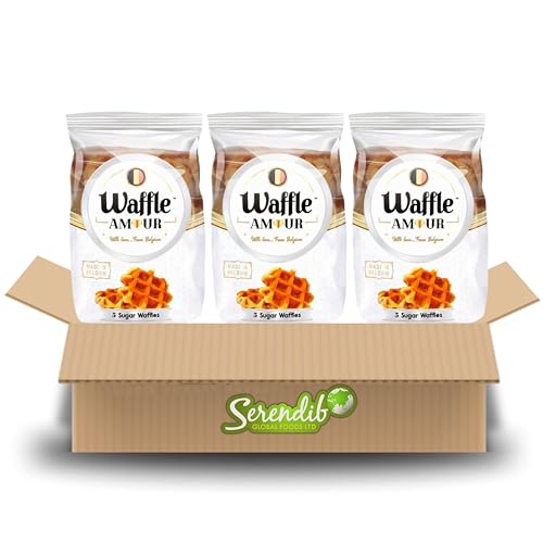 Waffle Amour SUGAR WAFFLES | 5 Waffles with sugar pieces in one pack | Belgium Breakfast Treat | Crispy, Sweet, and Enjoyable | (3 Packets)