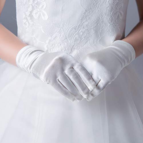 Girls Satin First Communion Gloves Wedding Pageant Gloves with Bow2