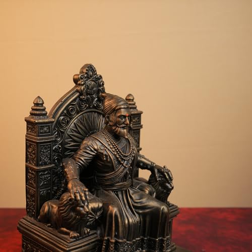 Image of Chhatrapati Shivaji Maharaj Idol 9 Inch | Antique Finish Resin Statue | Shivaji Maharaj Murti for Home Decor, Office, Gift