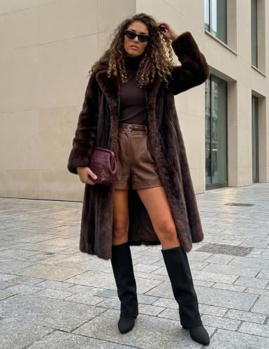 Image of Knee High Boots Women Fold Over Boots Chunky Heel Pointed Toe Tall Boots | Fashion Slouchy Boots,Side Zipper Shark Boots,Fall Spring Winter Fashion Dress Tall Boots,Evening Bridal office Long Boots