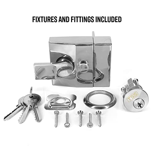Standard Deadlocking Nightlatch, 40mm Backset, Polished Chrome Finish - Image 2
