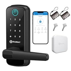 Smart Door Lock with Handle – Keyless, Fingerprint, Black