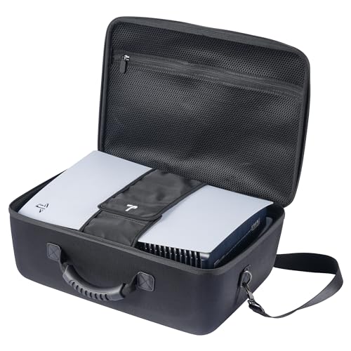 Carrying Case for Playstation 5 Console, Travel Case Compatible with PS5, DualSense Controllers, Base, Games and Accessories（Black）