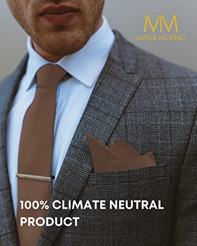 Massi Morino Tie and Pocket Square Set for Men incl. Cufflinks, Tie Clip and Gift Box | Men’s Tie Set for Weddings