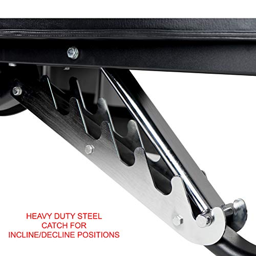 Valor Fitness DD-40 Heavy Duty Adjustable Weight Bench with Nylon Wheels – 7 Positions Including Flat, Incline, and Decline Bench Press