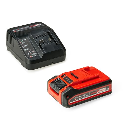 Original Einhell Starter-kit 4 Ah PLUS Power X-Change (1 batterie 18 V 4 Ah PLUS, 1 chargeur 3 A, temps de charge 75 min, compatible avec tous les appareils Power X-Change)