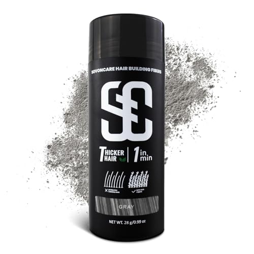 SOVONCARE Hair Fibers for Thinning Hair Gray, Hair Building Fibers for Bald Spots Undetectable &...