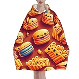 Photo Gallery cheese-macaron-hamburger indossabile coperta di flanella oversize con cappuccio per adulti, felpa con cappuccio a maniche lunghe Photo Gallery cheese-macaron-hamburger indossabile coperta di flanella oversize con cappuccio per adulti, felpa con cappuccio a maniche lunghe