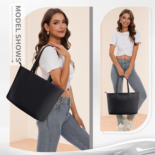 KALIDI Tote Bag Zipper Shoulder Bag Faux Leather Purses Satchel for Women Casual Handbag Work Dating College4