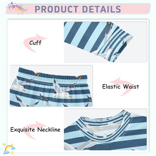senya Nautical Seagull Pajamas Set Long Sleeve Soft Cotton Sleepwear 2 Piece4