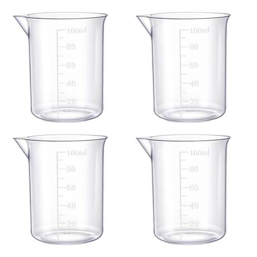 Set de 4 vasos medidores plásticos transparentes 100 ml miniatura 1