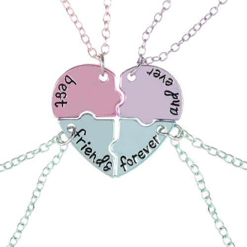 BAHME 4 Colliers d’Amitié BFF - Cadeau Meilleure Amie Collier Colier d'Amitié Bijoux pour 4 Amis